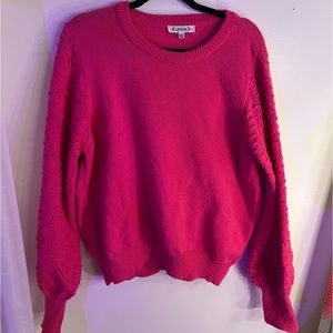 💗hot pink sweater with puffy sleeves